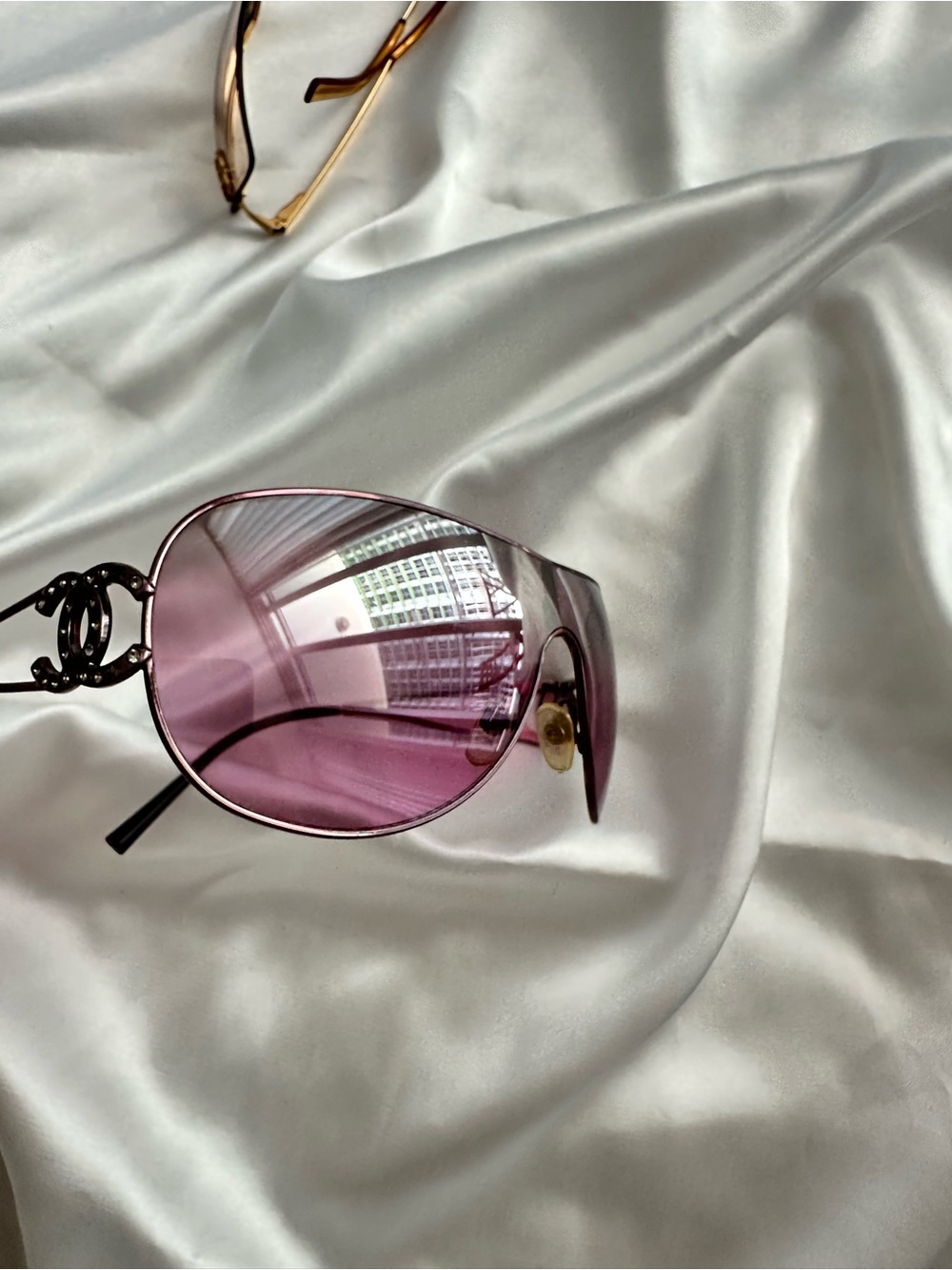 CHANEL Pink Purple Rhinestone  CC Logo Sunglasses - Picture 4 of 15